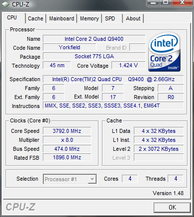 Q9400 overclocked